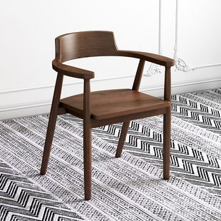北欧实木广岛椅日式现代简约名宿F休闲咖啡厅电脑书房靠背椅子