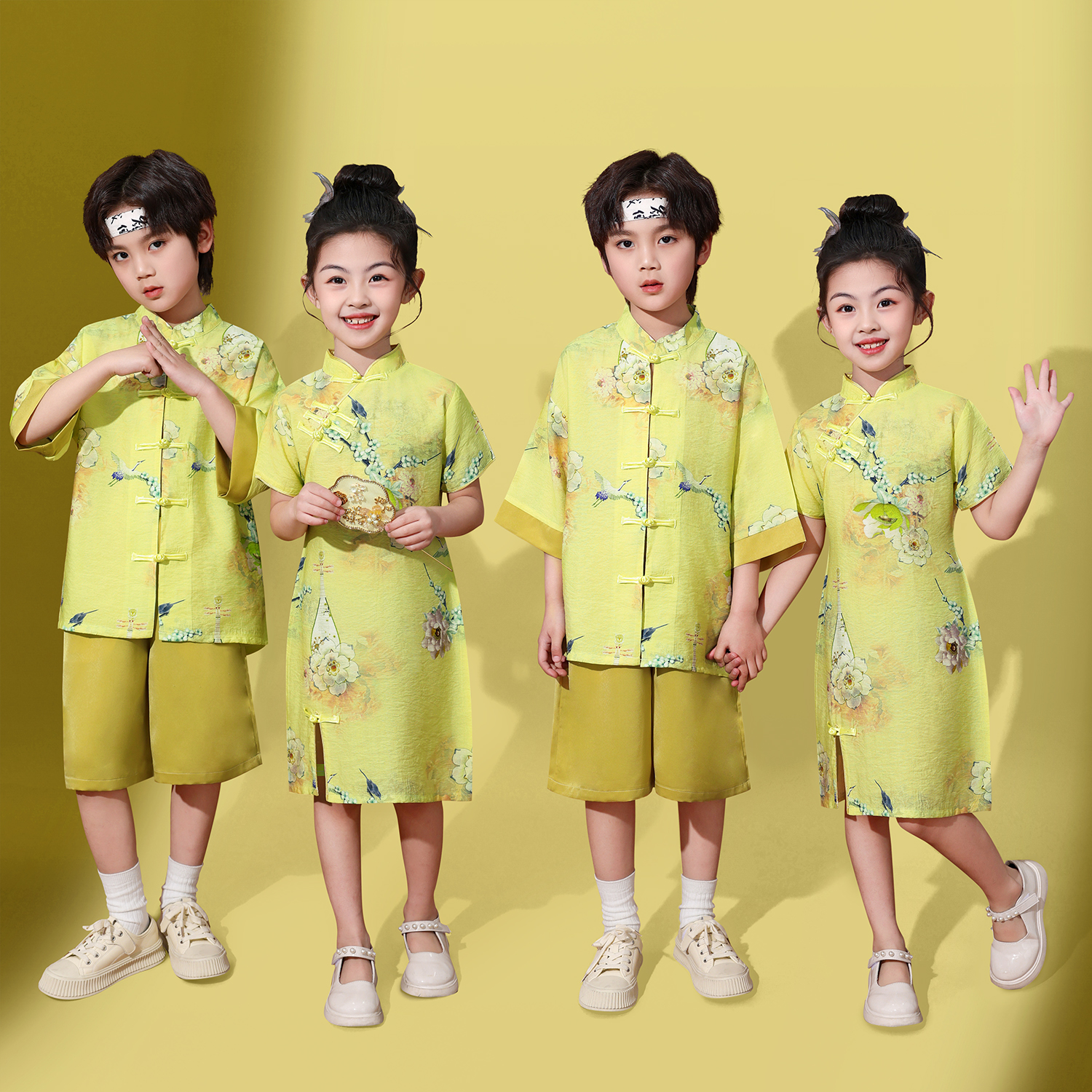 儿童演出服中国风汉服女童旗袍男童唐装小学生合唱朗诵套装新中式