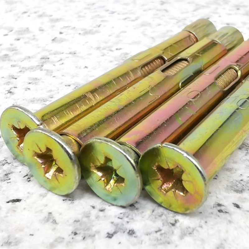 镀彩锌十字平头沉头内膨胀螺丝铝合金门窗专用内置式膨胀螺栓m6m8