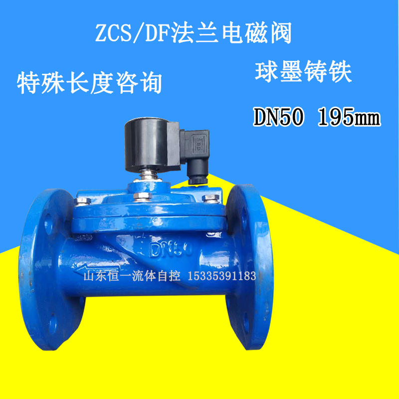 球墨铸铁法兰电子阀220VDN50195mm电磁阀定制先导式电池阀水开关