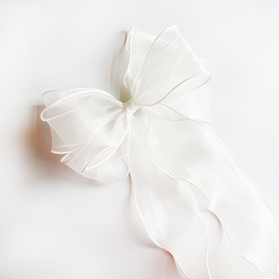 定制日韩仙女雪纱带蝴蝶结弹簧夹