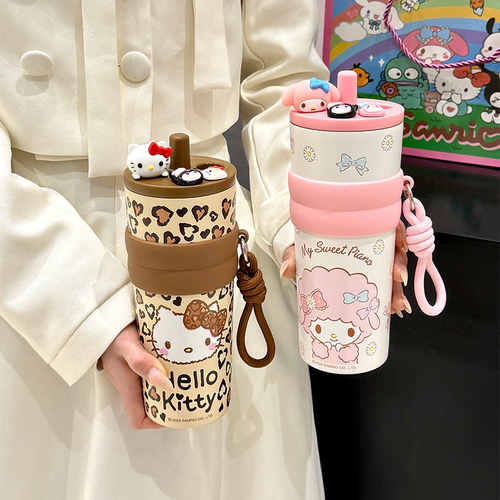 HelloKitty豹纹保温杯女生可爱
