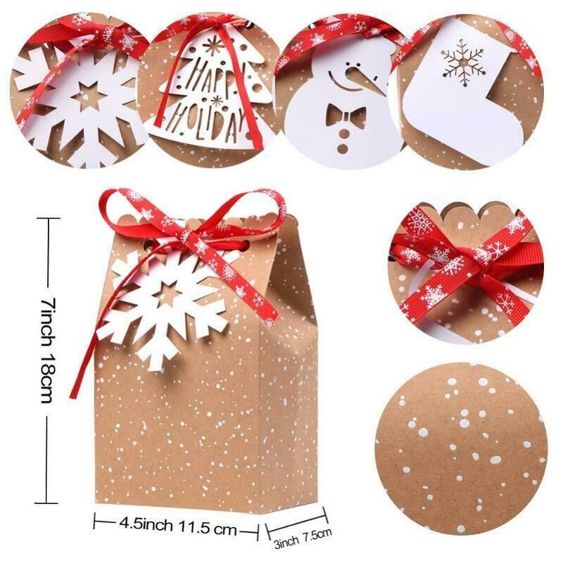 24pcs gift boxes christmas snowflake tag paper candy bags