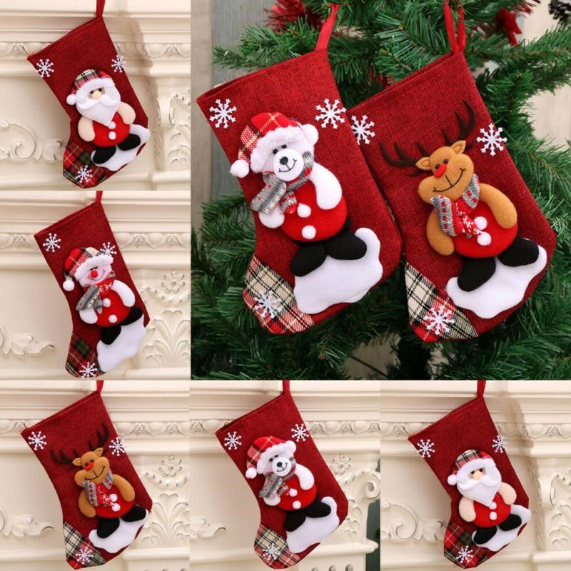 large christmas stockings santa elk fabric gift socks christ