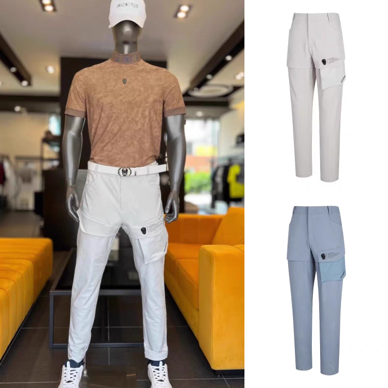 韩国24夏款男士球裤拼接口袋休闲裤户外运动冷感透气简约百搭长裤