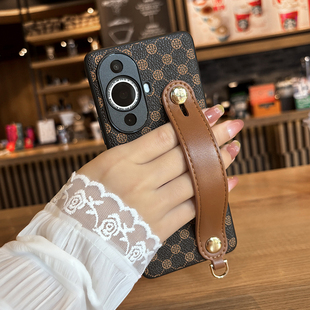 适用华为nova12pro手机壳新款手腕带支架新款皮质12ultra男女新潮防摔高级感nova11保护套nova10SE镜头全包壳