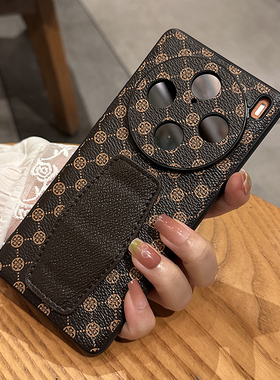 适用vivox300手机壳x200ultra镜头全包保护套新款潮牌皮质挽带支架x100pro防摔男女款创意简约送斜挎挂绳