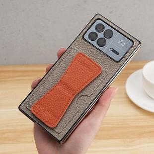 适用小米fold4手机壳折叠屏mixfold3新款 防摔真皮保护套mixfold2支架卡插指套男女高档头层牛皮套