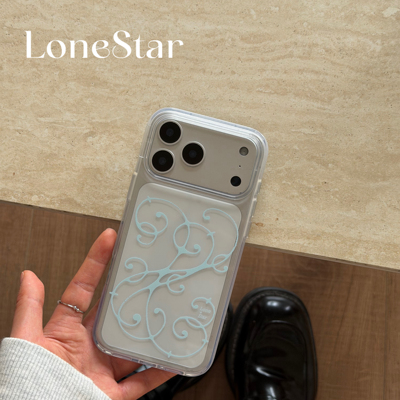 LoneStar原创青蔓图腾复古简约小众百搭透明贝贝壳印花软壳适用苹果17promax全包大孔手机壳