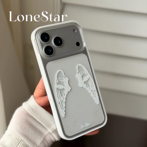 LoneStar原创白色翅膀简约小众百搭透明贝贝壳印花软壳适用苹果17promax全包大孔手机壳