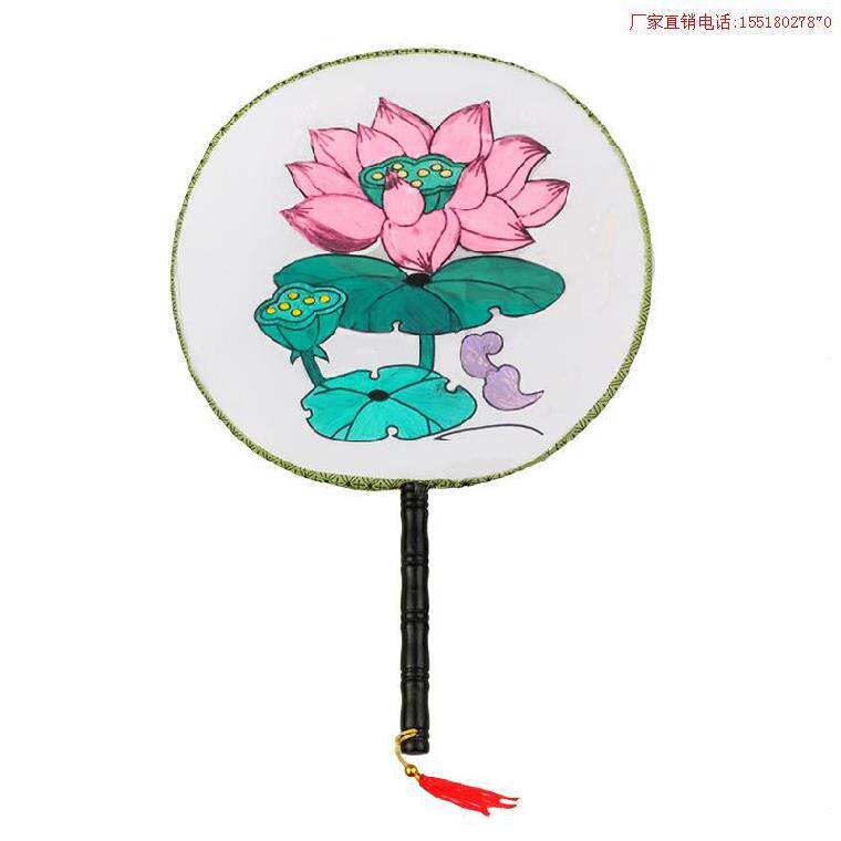 小孩子卡通圆扇团扇空白可水彩笔作画白底幼儿s园小礼物手绘扇子