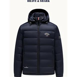 加厚保暖白鸭绒带帽外套 冬季 BRAVE&SHARK 勇士鲨鱼品牌羽绒服男装
