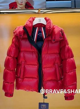 BRAVE&SHARK/勇士鲨鱼男冬季抗冻加厚高奢95亮面白鹅羽绒服女外套