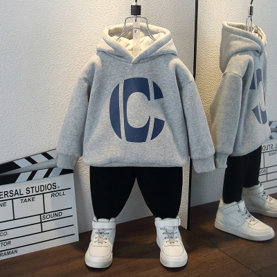 男童加绒卫衣冬装2024新款