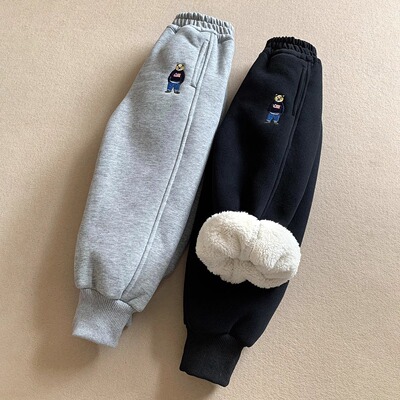男童裤子加绒加厚冬季一体绒卫裤