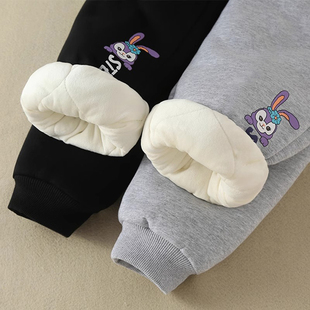 子大童一条过冬加绒保暖卫裤 外穿儿童三层夹棉加厚裤 冬季 女童棉裤