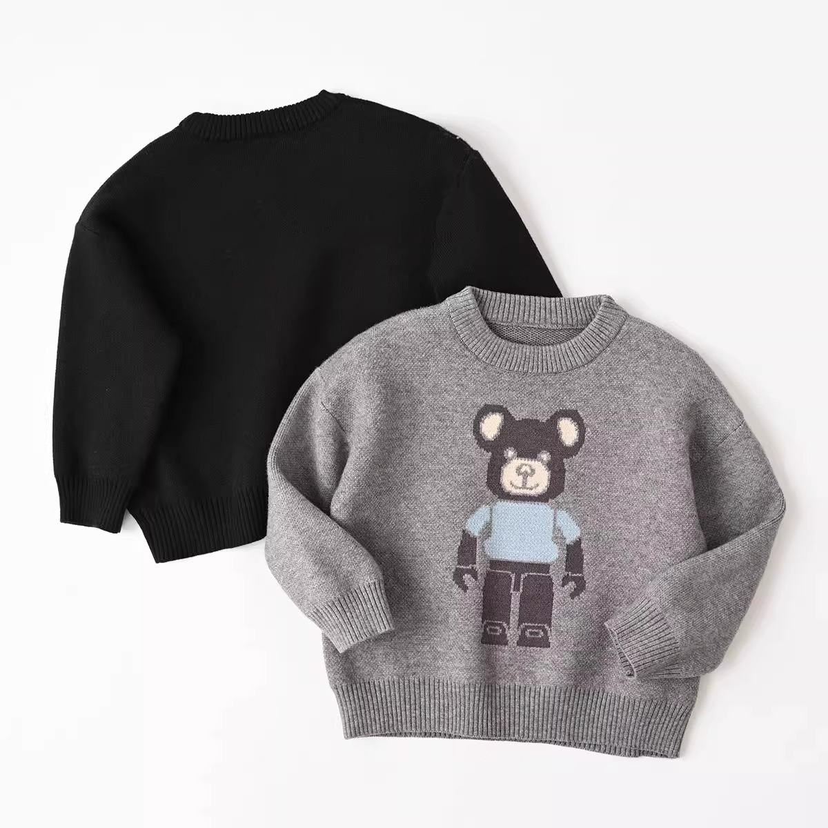 儿童毛衣男女童卡通小熊针织上衣