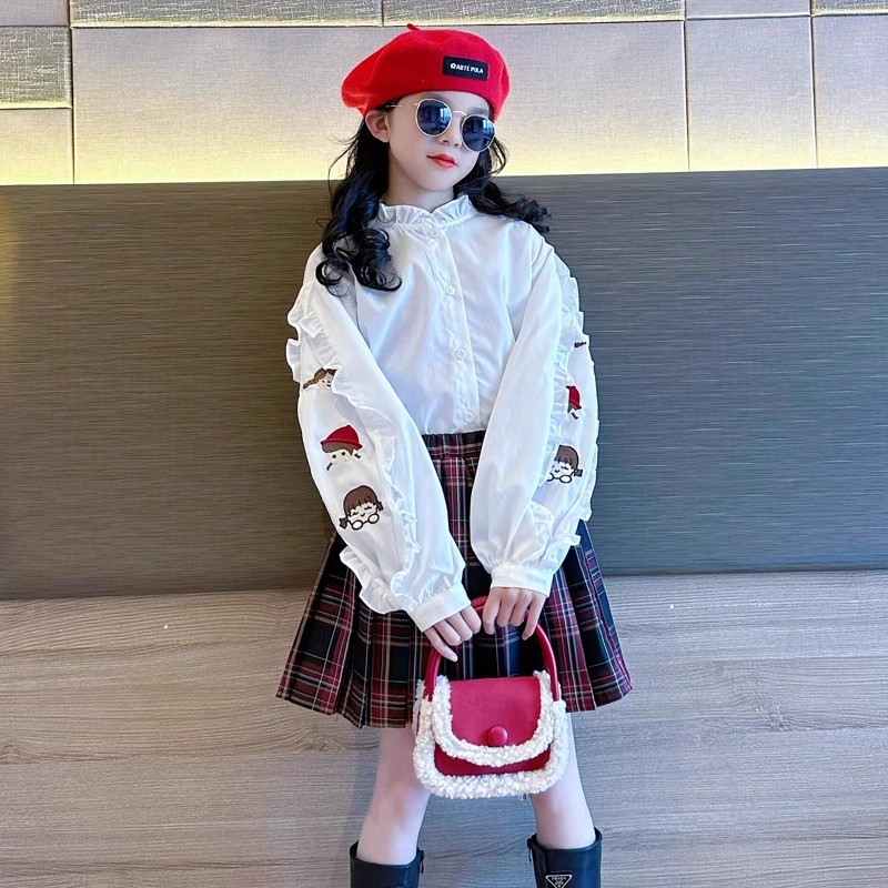 女童长袖白衬衫学院风内搭衬衣