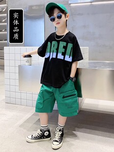 儿童装男童夏装套装2025新款中大童男孩夏季短袖衣服潮酷帅气时髦