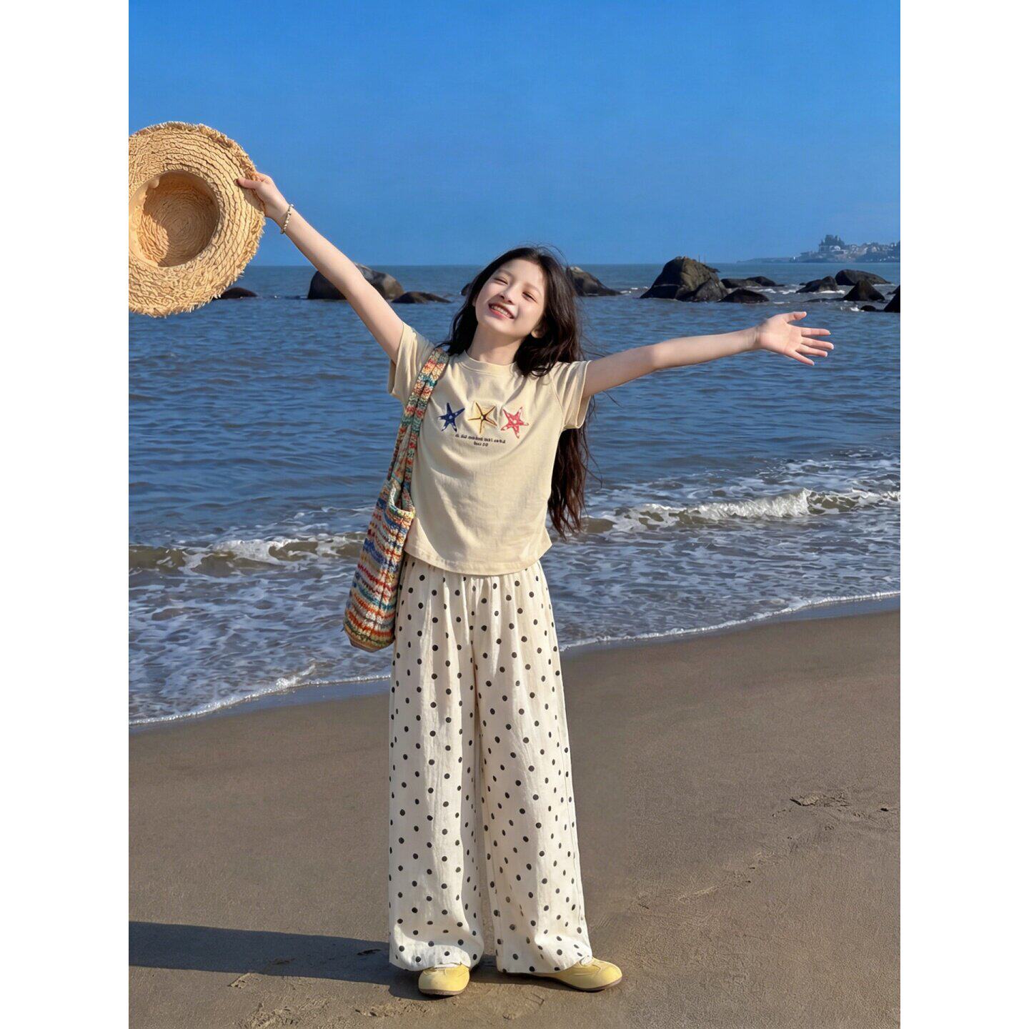 女童套装初中生短袖阔腿裤两件套图片