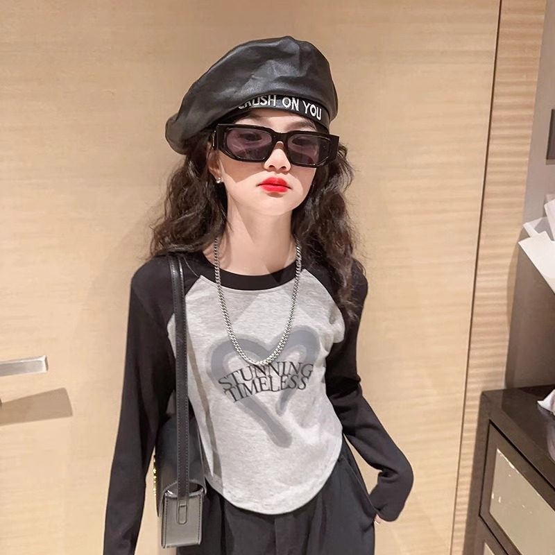 女童长袖T恤春秋款儿童洋气时髦纯棉打底衫大童女孩短款网红上衣t,童装/婴儿装/亲子装,T恤,淘宝优惠券,粉丝福利购,淘宝优惠卷