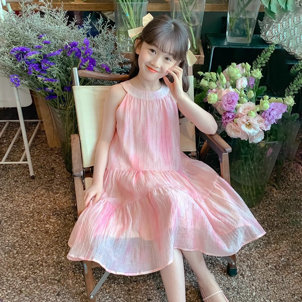 女童夏季裙子2025新款小女孩吊带裙夏天公主裙儿童夏装雪纺连衣裙