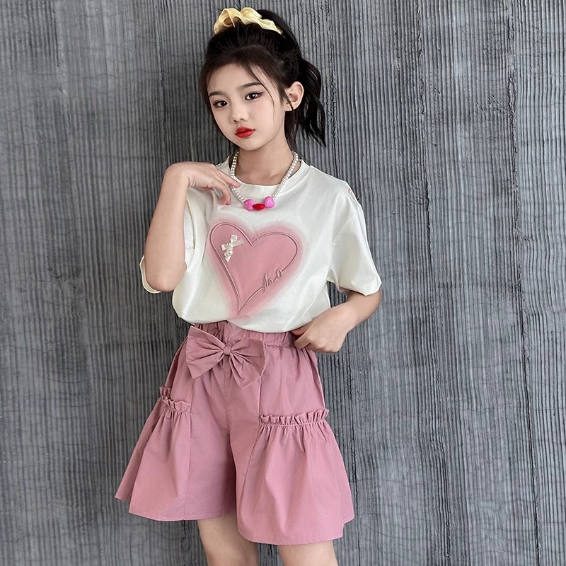 女童夏装短袖套装短裤两件套