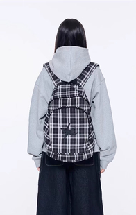 韩国25春夏海星格子双肩包明宰铉同款背包复古星星学生书包大容量