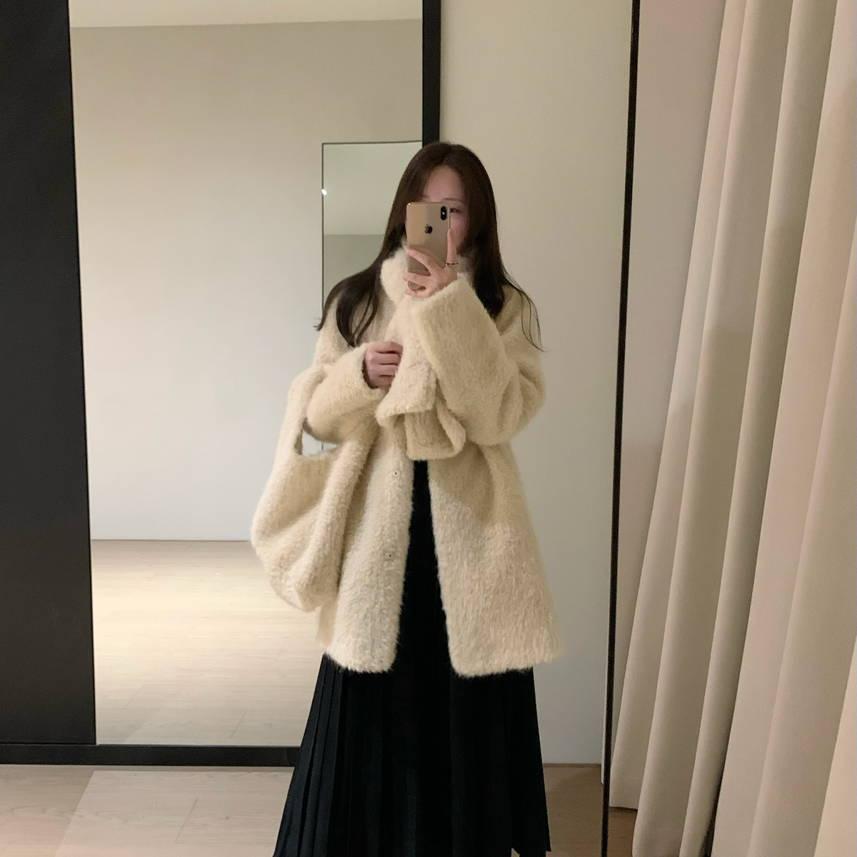 米米店呼呼毛毛外套保暖皮毛一体外套(配围巾,手提包包)PSO7122