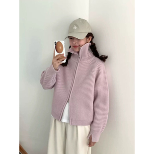 米米设计韩国韩标egg氛围感休闲拉链宽松保暖毛衣SG-872