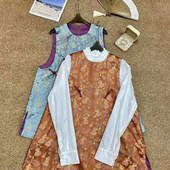 米米春上新葫芦圆领挺阔质感马甲裙衣马甲 77A331 新中式 YS9