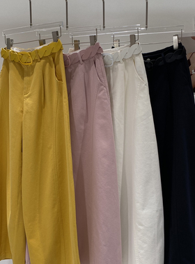 米米小众设计26年早春简约阔腿宽松百搭休闲裤(配腰带)013-93070