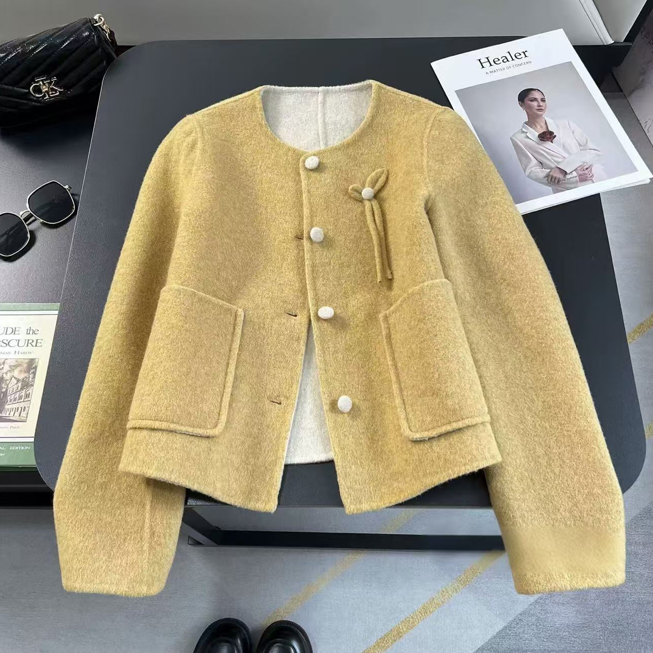 米米AB面高级感百搭时尚慵懒羊毛外套（含90羊毛）YS2-55666