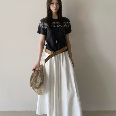 BLESSED MOME米米围感纯色松紧腰插袋A字半身裙(不挑身型)fq1230-