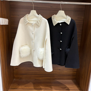 Oj6837 含100绵羊毛 米米设计式 复古设计感气质斗篷羊毛外套