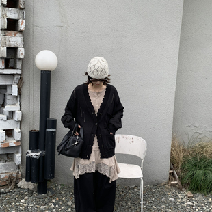 米米小众设计春上新设计感简约开衫 F845 针织开衫