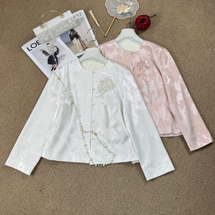 米米提花交织的面料自带柔光感外套短外套(新中式)zl-49008498A