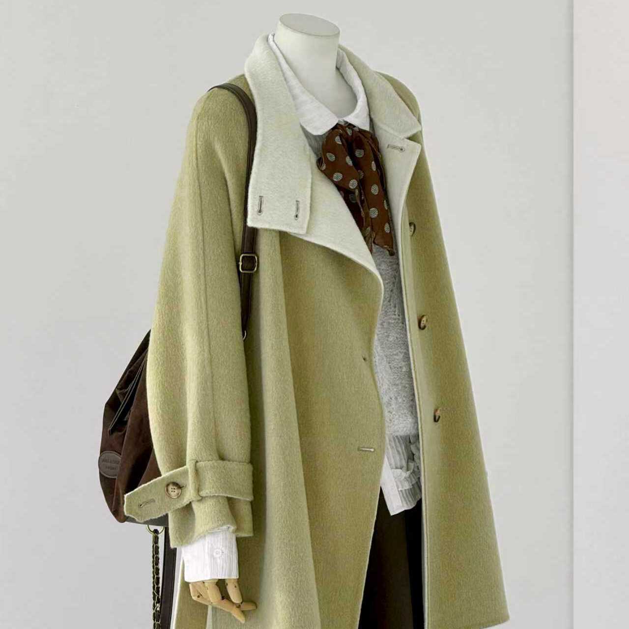 米米设计套女秋冬新款羊毛外套(配腰带)（含100绵羊毛）XRHQ042JM