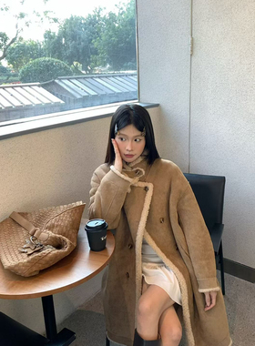 米米-复古风立领中长款羊毛外套（含100羊毛）K255510