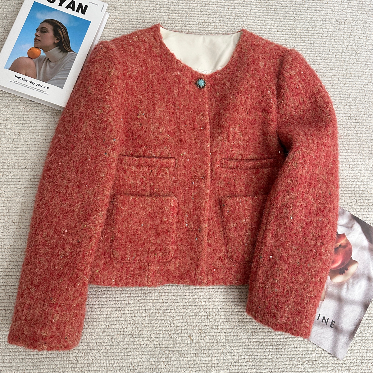 米米感橘调亮片羽绒小香外套～补单款羽绒服(含90白鸭绒)33233052