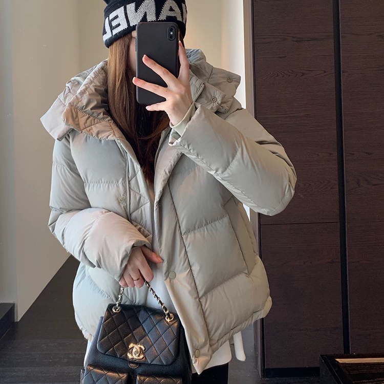 米米高品质短款连帽羽绒服(配可拆卸帽子)(含90白鸭绒)25LU家5格