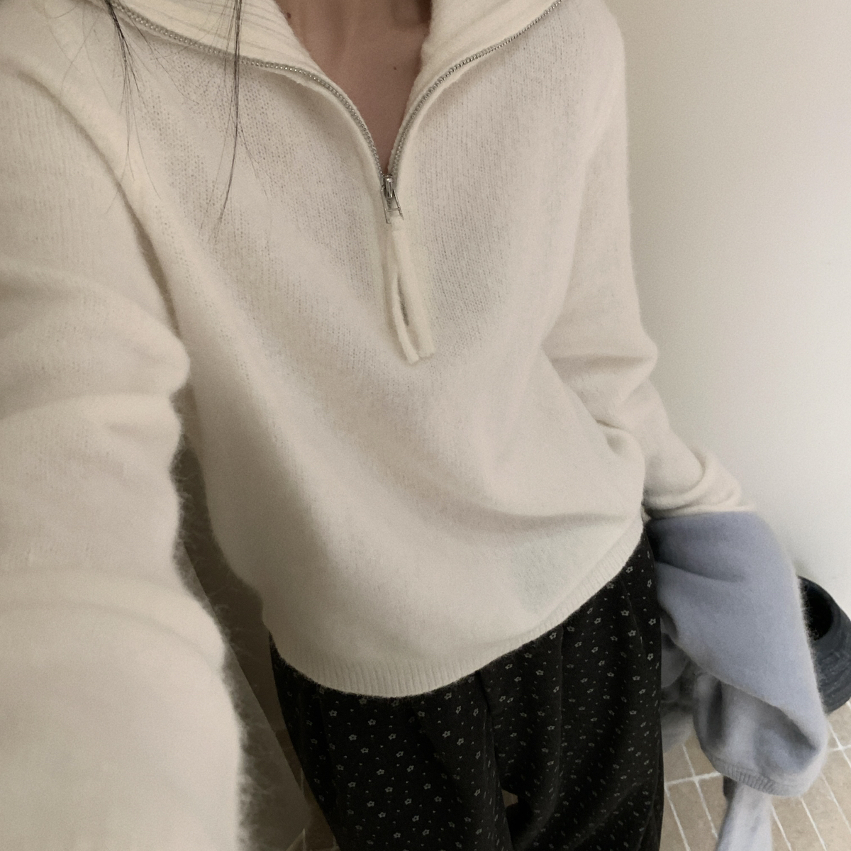 米米店冬上新立领半拉链长袖保暖毛衣（含27.1兔毛）66026