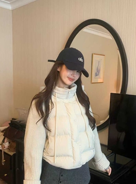 米米设计款韩系立领针织拼接袖宽松百搭保暖羽绒服外套251091