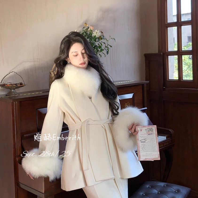 米米设计外套(配可拆卸双层毛袖,腰带)(含100澳毛)S1-HH1655