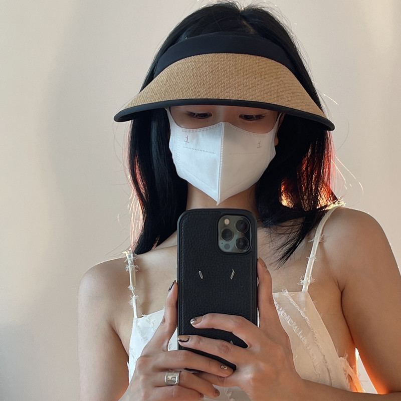 户外防晒帽子遮阳帽夏季天草帽防紫外线发箍式太阳帽骑车空顶帽女