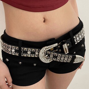 亚文化朋克镶钻千禧辣妹超重工腰带男女通用装饰搭配皮带牛仔裤带