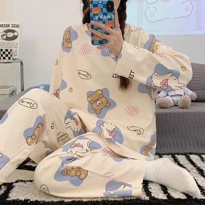 睡衣少女长袖长裤纯棉卡通可爱