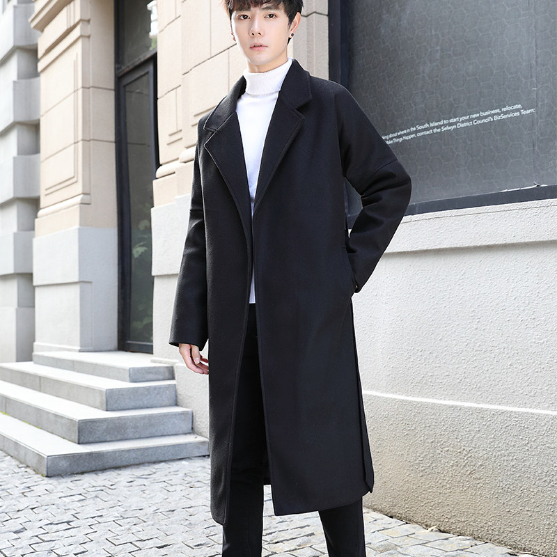 中长款风衣呢子外套男士秋冬季2021新款男装潮流宽松加厚毛呢大衣