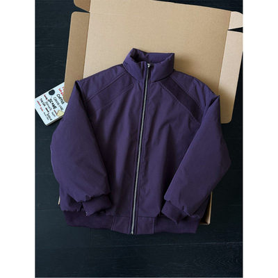 紫色美式bomber飞行棉服男款冬季加厚棒球服棉衣cleanfit夹棉外套