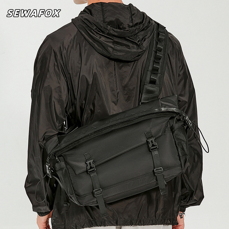 男士大容量通勤斜挎包男款多功能运动邮差包户外休闲机能单肩包女